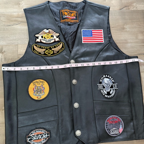 Milwaukee Leather Vest Mens 46 Motorcycle Black Patches Harley-Davidson Sturgis - Picture 11 of 13